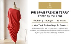 French Terry Knit Fabric by the Yard 4-Way Stretch Poly Rayon Spandex 190 GSM