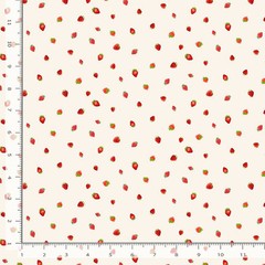Food Fabric | Berry Sweet Mini Strawberry Toss Cream | Timeless Treasures YARD