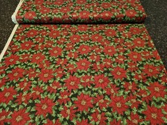 3 yds Festive Elegance Studio 8 VIP Red Poinsettias Metallic Dot Dark Green