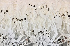 EMBROIDERED FLORAL LACE FABRIC WITH BEAD SPARKLE SOFT WHITE 56″ WIDE BY THE YARD