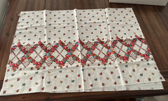NEW VINTAGE LOOK FABRIC, 2/3 YARD, RED BLUE FLORAL, CRANSTON PRINT WORKS