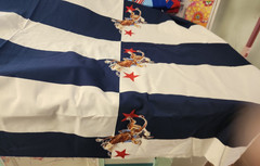 9 YARDS Uncut 100 Cotton Fabric Rodeo Blue/White Stripe Bull Riding quilt clothe