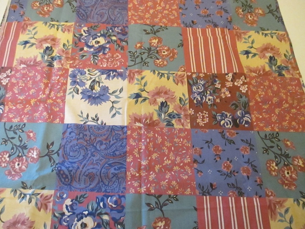 Cotton FABRIC Floral Blocks Cheater Quilt Multicolored 1yd 6″ x 44