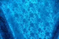 Turquoise Jacquard fabric Satin Floral drapery tablecloth 58″ wide