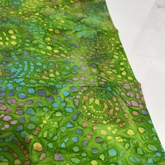 Bright Green Batik Fabric Quilting Cotton Multi Color Swirls 22″ X 42″