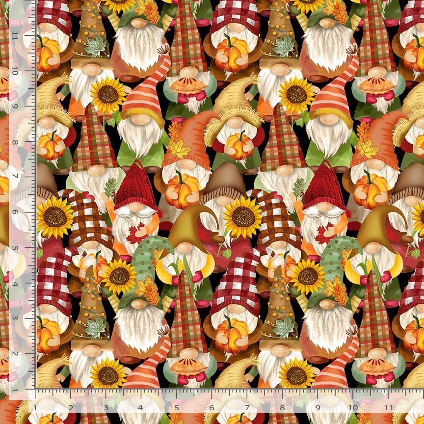Harvest Gnomes Fabric Apple Cider Season CD2918 Cotton Timeless Treasures Yard