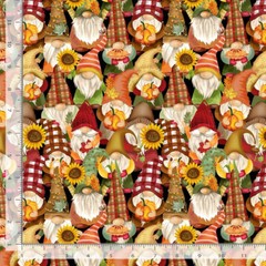 Harvest Gnomes Fabric Apple Cider Season CD2918 Cotton Timeless Treasures Yard