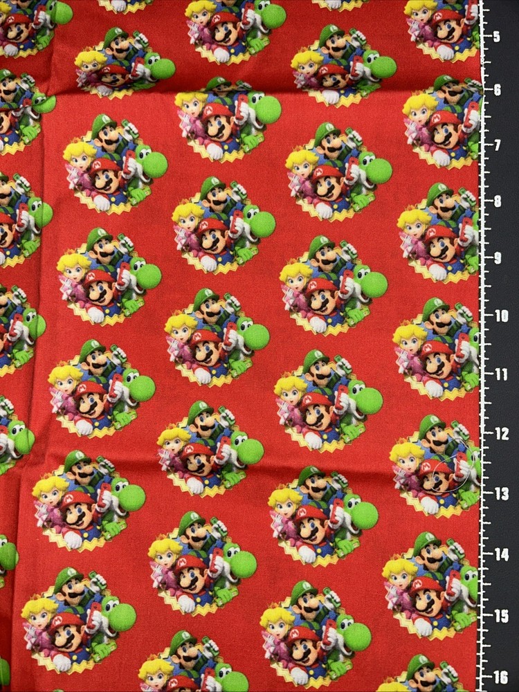 Super Mario Bros. Yoshi Custom Cotton Fabric FQ 18” By 28” New