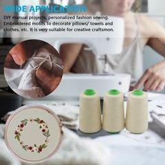 Raw White All Purpose Cotton Thread – 3 Spools, 40/2 Connecting Threads