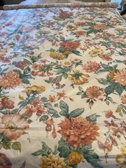 Vtg Robert Allen Floral sateen cotton McMillen 1989 7 yds 55″ peach green dupont