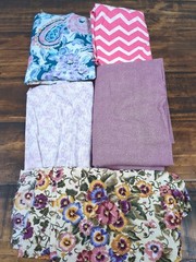Lot of Fabric, Pink & Purple, Floral and Chevron, 1lb 4oz