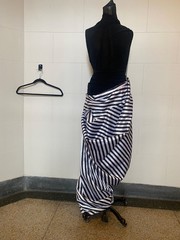 Silk Taffeta lightweight black / pearl gray stripes distinct textured surface