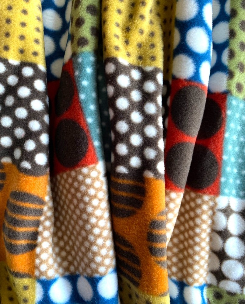 Colorful Patchwork Fleece Fabric ~ 1 Yard, 62″ Wide ~ Use for Lap Throw, Pillow