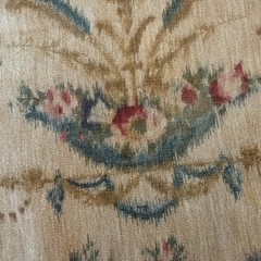 Vintage Linen Blend Turkish Style Floral Rose Bouquet Urn Scroll Fabric 3ydx35”