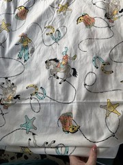 Vintage Fabric Marcus Bros. Western Cowboy Horse Lasso Pastels Teal White 5+ Yds