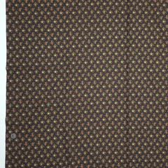 VTG Calico Ditsy Tiny Flowers Pink Cream Green On Brown Cotton Fabric BTY Granny