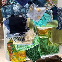 Quilting Fabric Scraps Remnants Lot 2lb 11oz Cotton Prints Winnie the Pooh Blue