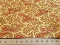 3/4 YD X 44″ VINTAGE PAISLEY RED/GOLD VERY COLORFUL #5242