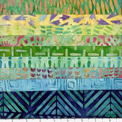 9 Fat Quarters Rainbow Geos #2 Batik Lunn Fabric FQ Pack 100% Cotton Green Blue