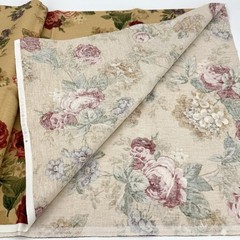 2 Yards Vintage Fabric Shabby Cottagecore Large Flora Cotton Drapery Upholstery