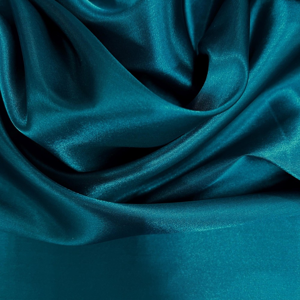 Mara DARK TEAL Polyester Charmeuse Satin Fabric by the Yard for Bridal Dresses,