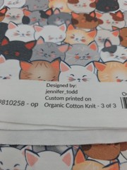 Organic Cotton Knit Kitty Cat Print Sewing Fabric 36″ x 60″ Multicolor Faces