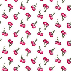 Food Fabric | Let’s Bake Pink Cherry Toss White | Studio E YARD