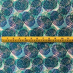 Fabric Cotton Print Aqua Blue Green Ovals Woven Stretch Abstract 4 1/2 yds