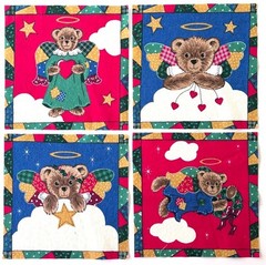 100 Quilt Fabric Squares 6.5″ x 6.5″ – Christmas – Santa, Bears, Snowmen, Rose
