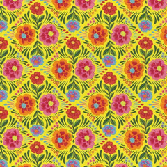 Viva Mexico! Floral Yellow – Paintbrush Studio Cotton Fabric