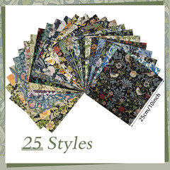25 Pcs William Morris Flower Quilting Fabric Squares 10×10 Cotton Precut Kit