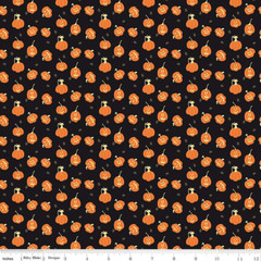1/4 Yard 9”x42” Riley Blake “Beggar’s Night” Pumpkins Black Halloween Cotton