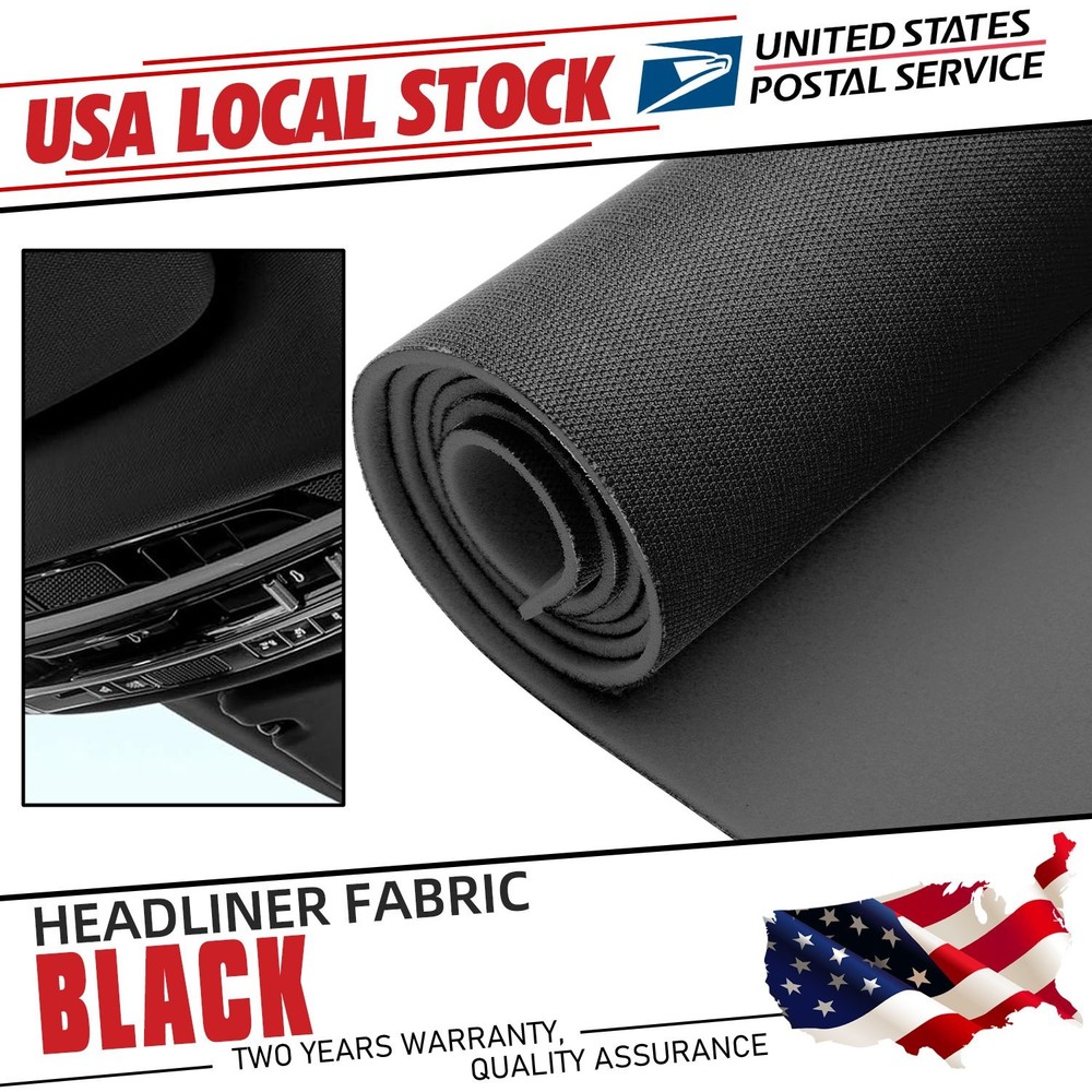New Flat Knit Headliner Fabric 78″×60″ Black for Car Truck Interior Roof Replace