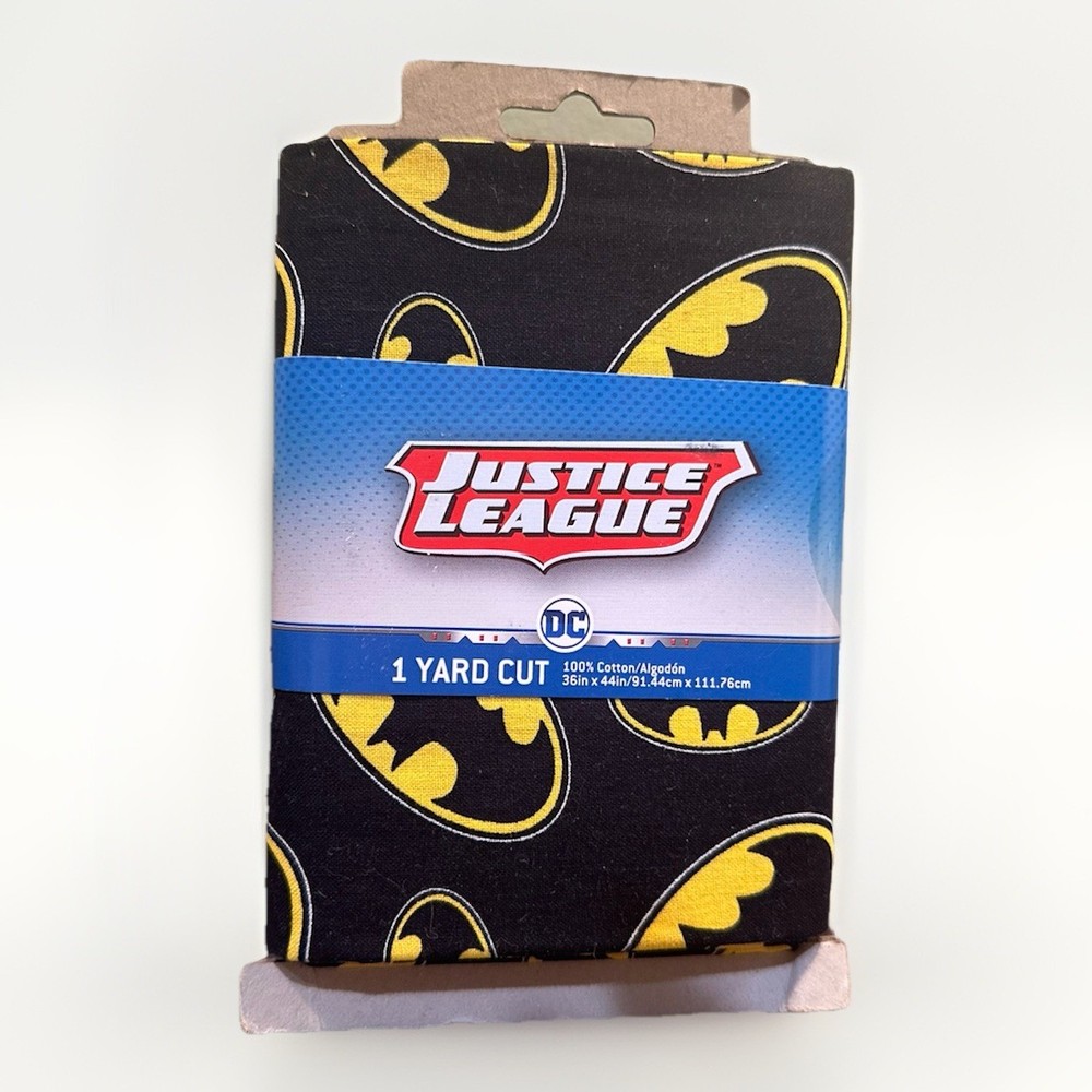 Batman Logo Justice League 1 Yard 36 x 44in Cotton Fabric Superhero Black Yellow