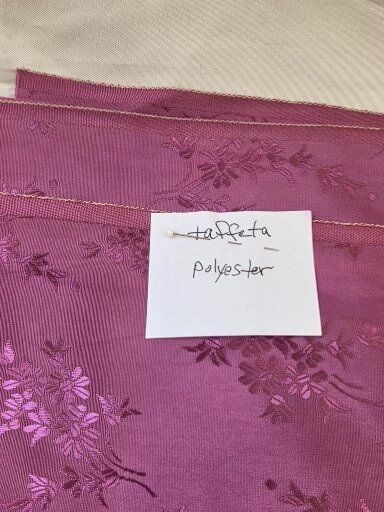 Polyester Taffeta fabric in dusty rose with floral jacquard design 47″ x 18.5″