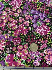 Vintage Purple floral Dressmaker Fabric 58″w x 108″ Drapes Synthetic Rich Garden