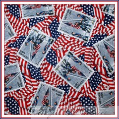 BonEful Fabric FQ Cotton Quilt VTG American FLAG Hero 911 USA Fire*man Old STAMP