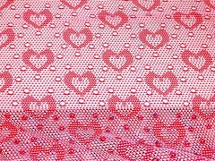 Hearts and Dots Knit Mesh Fabric Apparel Soft Polyester Pink By The Yard