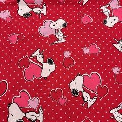 1 Yard x 43” PEANUTS SNOOPY HEART TOSS VALENTINE POLKA DOTS FABRIC RED CP66042