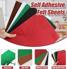 10 Pack Self Adhesive Felt Sheets – White Felt Fabric with Adhesive Backing – Pe