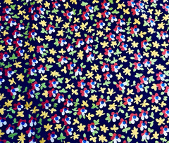 VTG Ditzy CALICO Yellow White Red & Blue Florals on Black Cottagecore 36″x12″