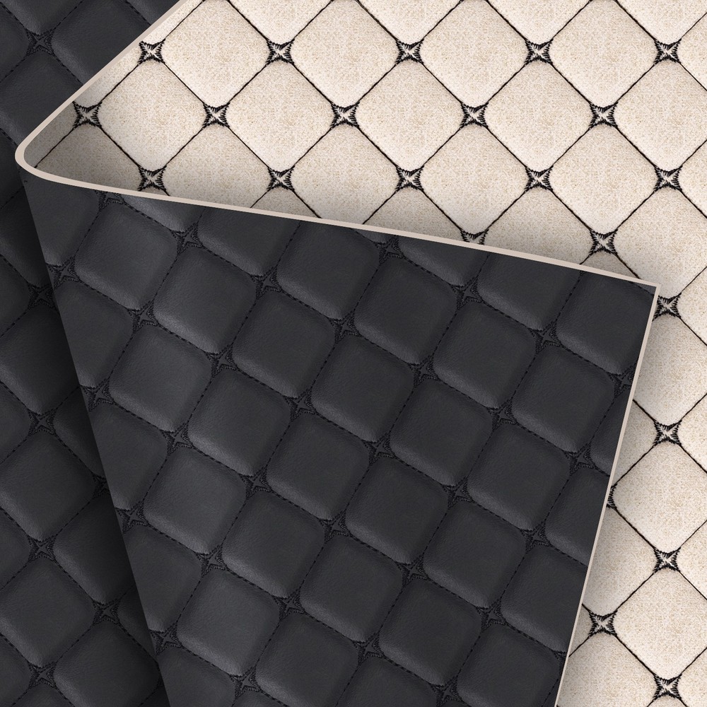 Soft Quilted Faux Leather Fabric Foam Backed Auto Upholstery Headliner Material