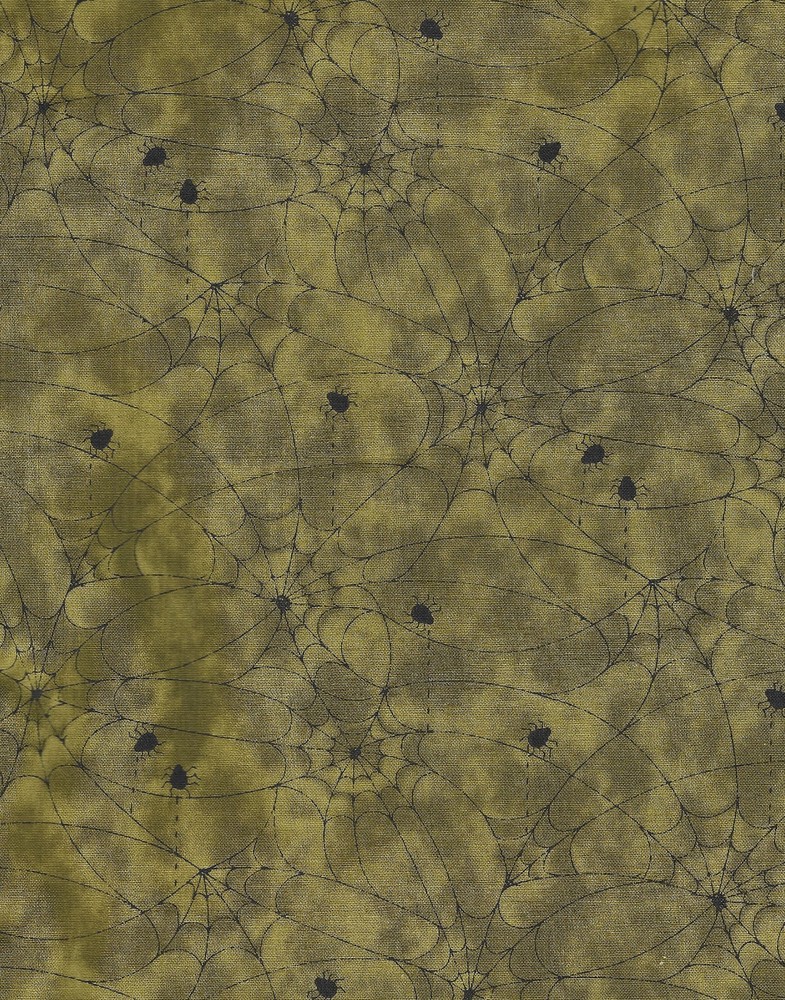Red Rooster “In the Wev” Green Spiders Fabric Cotton 1 – 2/3 Yard