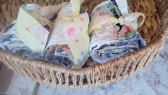 3 Snippet Rolls Fabric Junk Journal Grunge 3″ Wide 36″ Long *Video Below