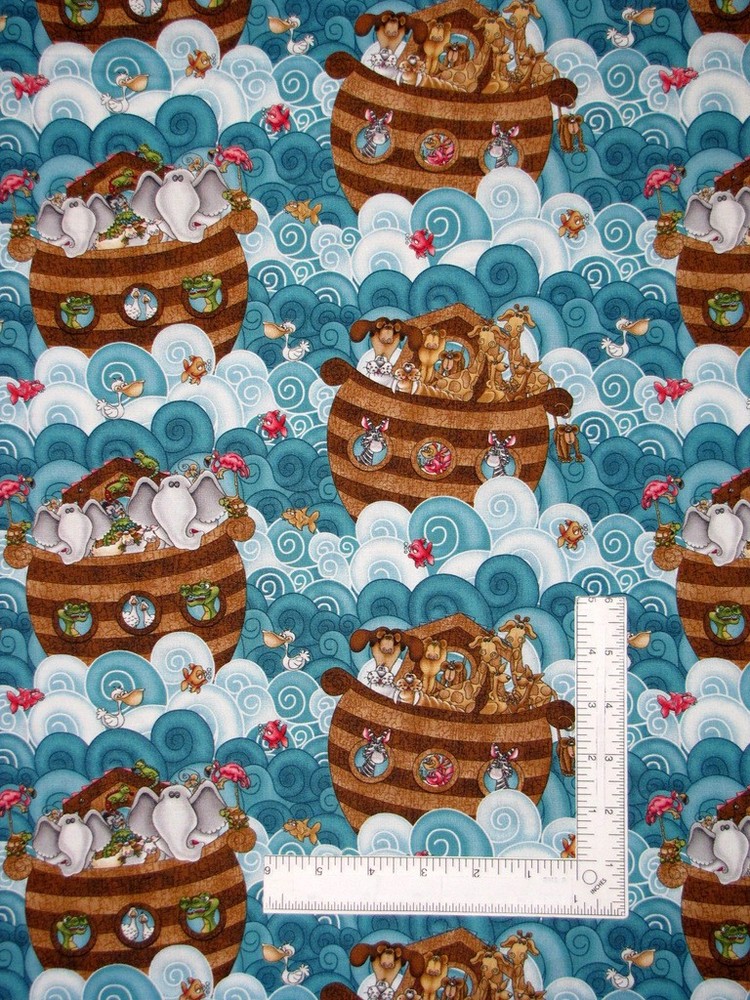 Noah’s Ark Boats Fabric By Yard Bible Story Religious Cotton by Henry Glass
