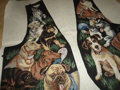 TAPESTRY PRINT SIAMESE CAT KITTENS OR PUPPY DOGS DALMATIONS 30 X 30 BROWN BLACK