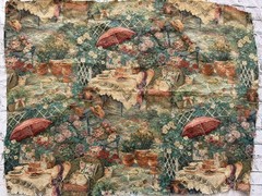 Vintage Romantic Scene French Country Tapestry Woven 26”x 38” Upholstery 2 Piece