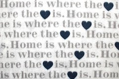 BTY “HOME IS WHERE THE HEART IS” ON WHITE ANTI PILL FLEECE FABRIC 1 YD 60 X 36″