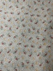 Vintage Green Red Yellow Cotton Blend Fabric 1 Yard Green Background