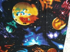 REMNANT STARGAZERS Planets Solar System Met Gold Print Cotton Quilt Fabric 13×21